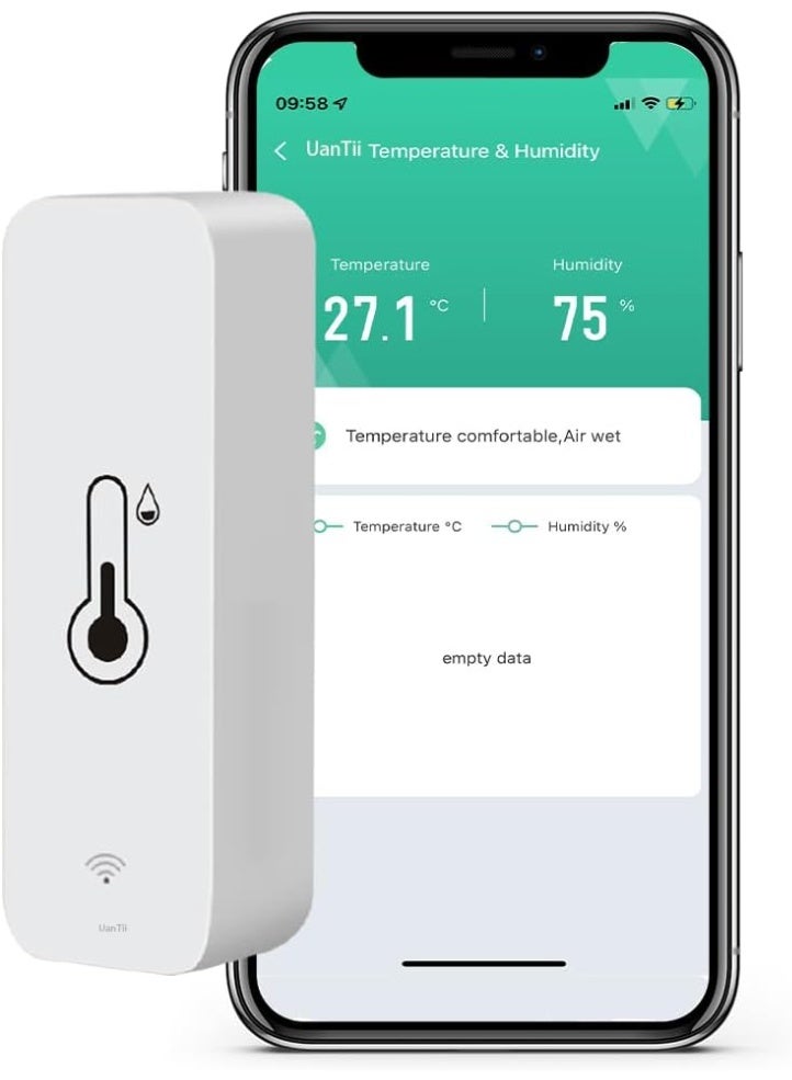 UanTii Smart Temperature Humidity Sensor Tuya Smart WIFI Indoor Hygrometer Works with Smart Life App and Amazon Alexa Google Home Voice Control - Image 1
